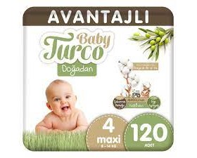 Baby Turco Doğadan Avantajlı Bebek Bezi 4 Numara Maxi 120 Adet