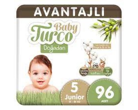 Baby Turco Doğadan Avantajlı Bebek Bezi 5 Numara Junior 96 Adet